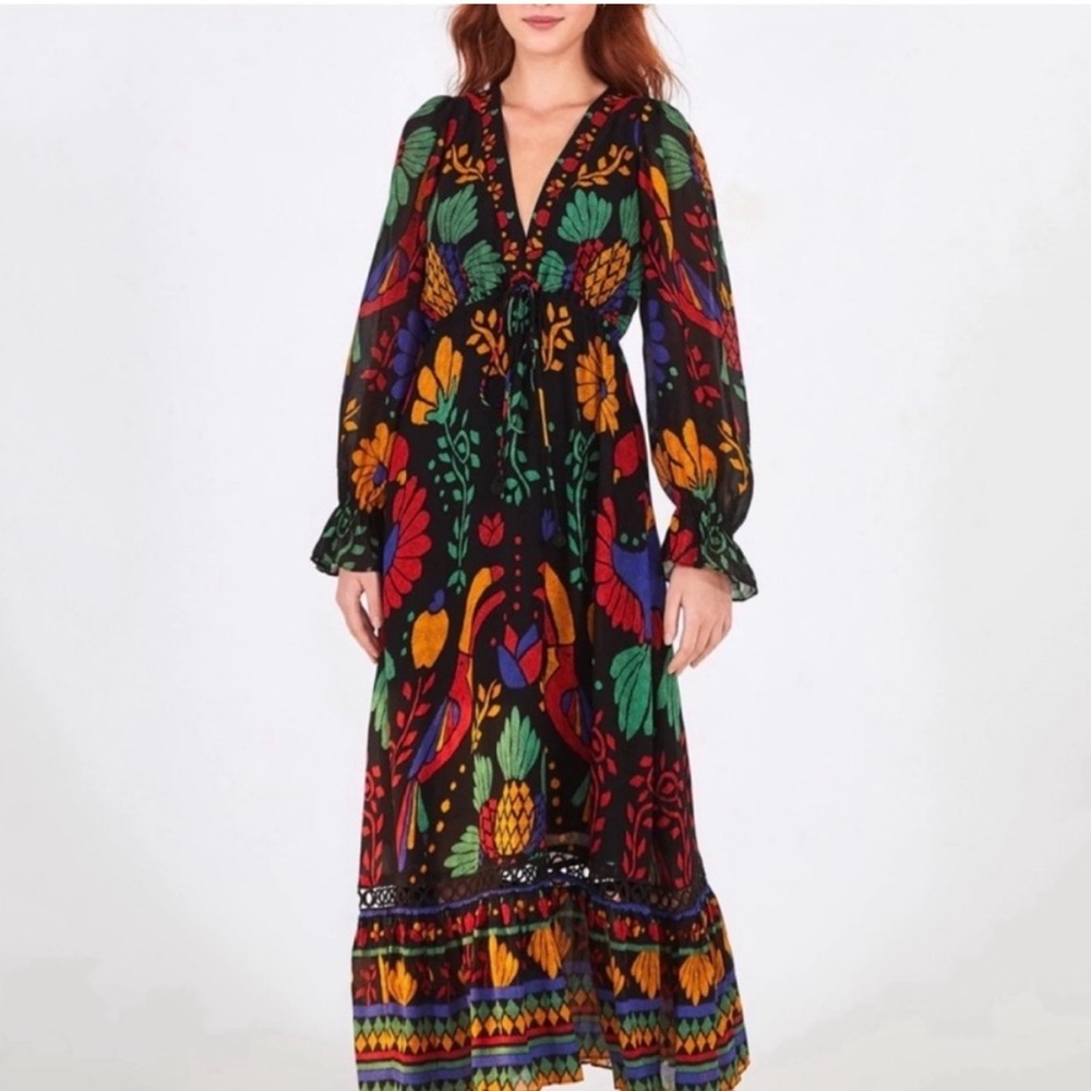 Farm Rio Georgette Toucan Maxi Dress
